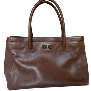 Chanel - Calfskin Cerf Executive Tote Karl Lagerfeld Line Shoulder Bag - Brown